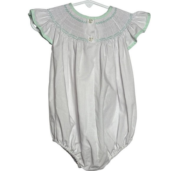 RARE White Smocked Romper Bubble With birds nest - Picture 5 of 5